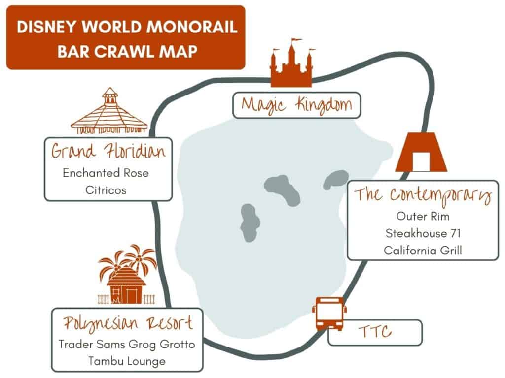 Disney monorail bar crawl map