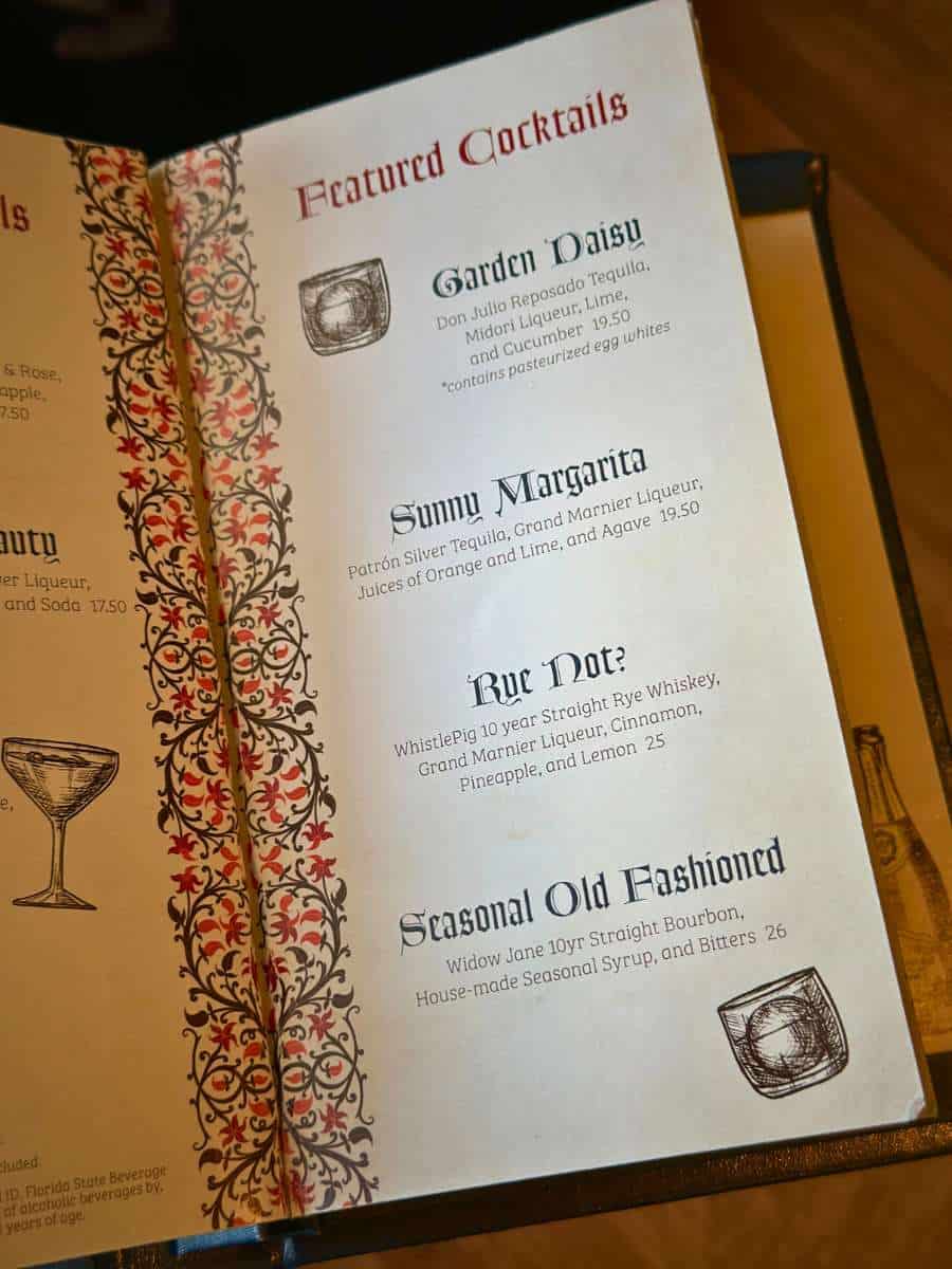 enchanted rose menu