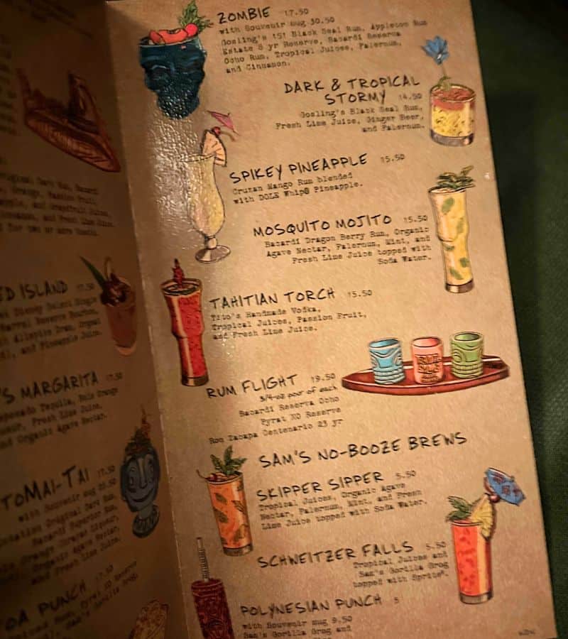 trader sams grog grotto drink menu