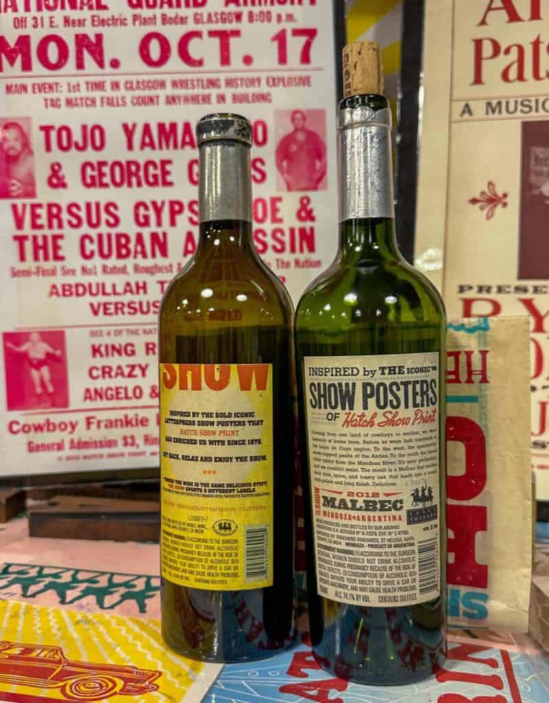 wine bottles hatch show print
