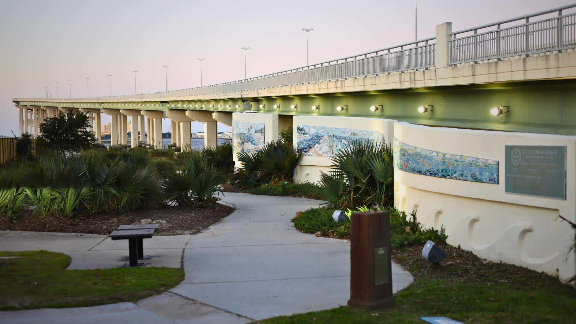 Biloxi Bay Bridge stretching over the water with a pedestrian walkway connecting Ocean Springs and Biloxi.