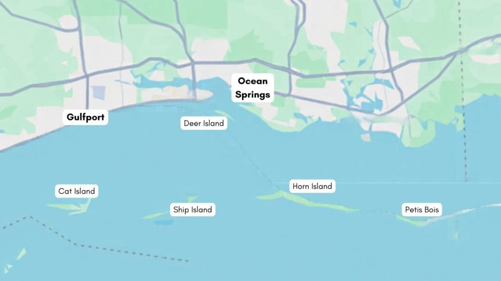 map of islands off the coast of ocean springs mississippi