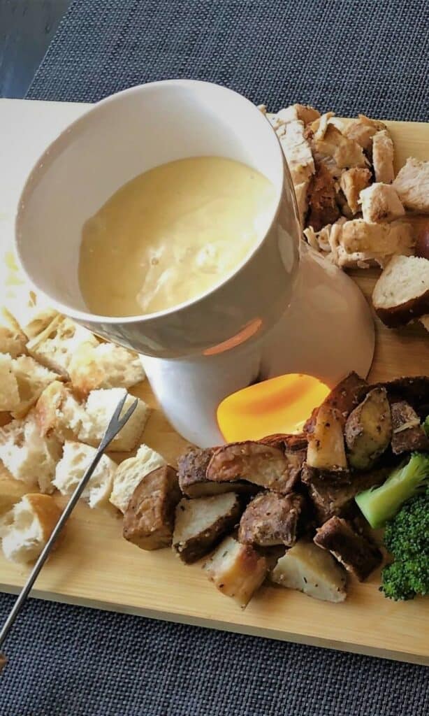 Cheese fondue platter at Twisted Table, one of the best Amelia Island restaurants.