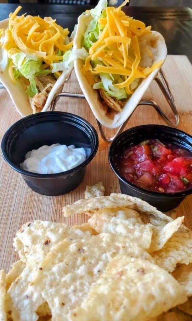 Tacos with chips and salsa at Twisted Table on Amelia Island.