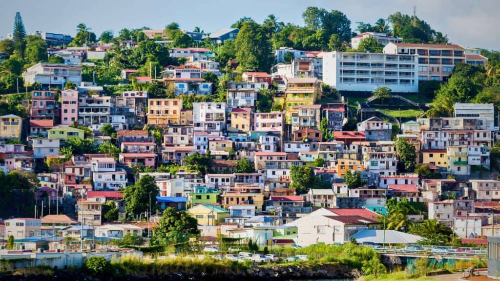 Colorful hillside neighborhood of Fort-de-France near the hotels in Martinique best suited for city access