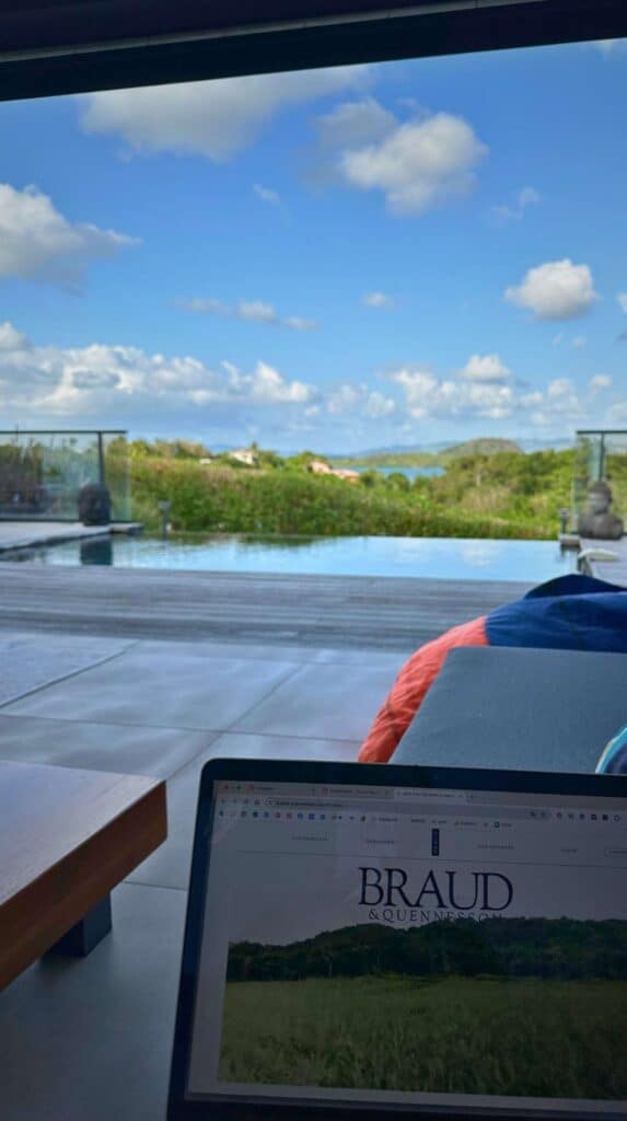 Infinity pool overlooking the Caribbean Sea at one of the most scenic places to stay in Martinique
