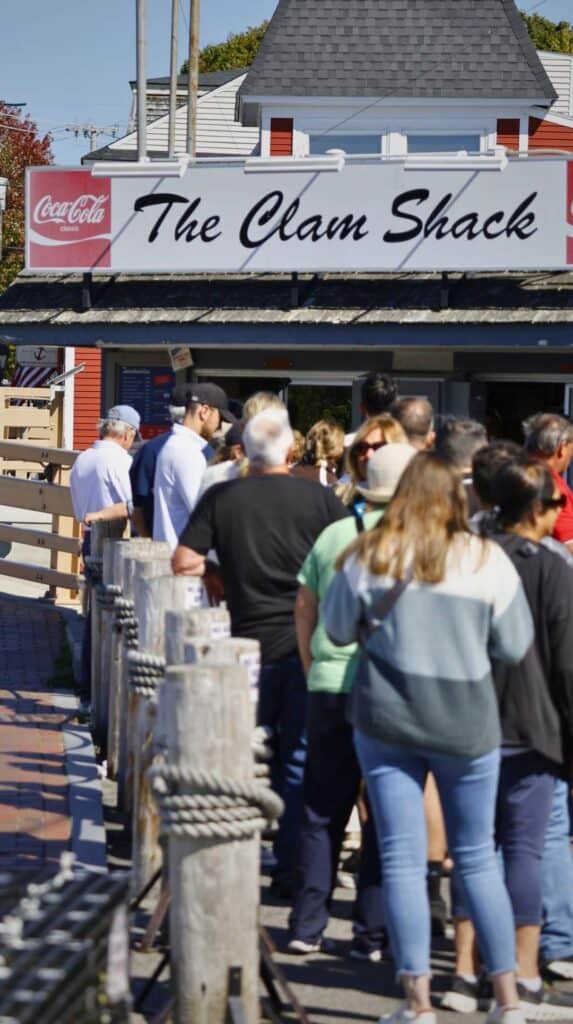 The line forms outside The Clam Shack on the bridge in Kennebunkport
